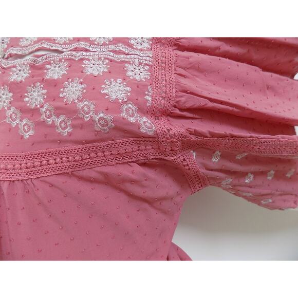 LIV Los Angeles boho top peasant blouse size Large embroidered - Picture 8 of 10